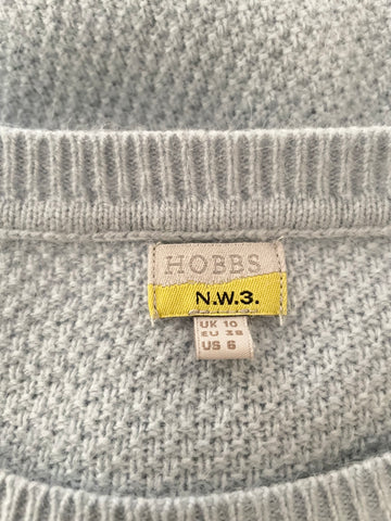 HOBBS NW3 PALE BLUE WAFFLE KNIT LONG SLEEVE JUMPER SIZE 10
