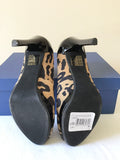 BRAND NEW ARMANI JEANS LEOPARD PRINT SUEDE & PATENT LEATHER HEELS SIZE 3.5/36