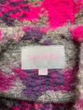 SAHARA GREY,PINK & PURPLE PATTERNED WOOL BLEND UNLINED COAT SIZE S/M