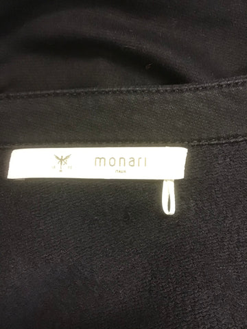 MONARI BLACK ROSE EMBROIDERED  & STUD TRIM COTTON JACKET SIZE 16