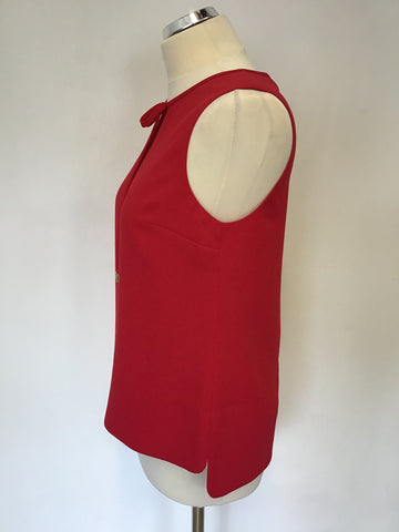BRAND NEW TED BAKER NATALLE RED CHIFFON SLEEVELESS BOW TRIM TOP SIZE 2 UK 10