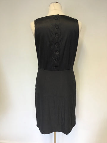 PAUL SMITH BLACK LABEL BLACK SILK EMBELLISHED TRIM OCCASION DRESS SIZE 44 UK 12