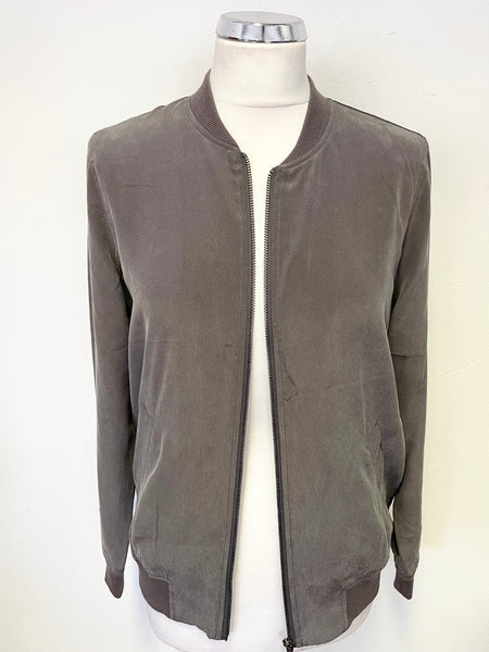 BRAND NEW PURE COLLECTION 100% SILK GREY ZIP UP JACKET SIZE 8