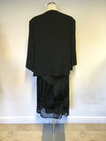 BRAND NEW MARINA RINALDI BLACK SILK & VELVET DESIGN LONG DRESS & JACKET SIZE 25 UK 20