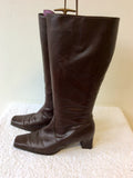 GABOR BROWN LEATHER KNEE LENGTH BOOTS SIZE 5.5/ 38.5