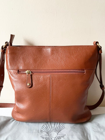 MODALU TAN LEATHER CROSS BODY BAG
