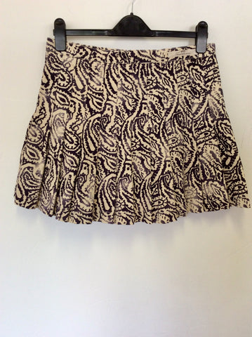THOMAS BURBERRY & IVORY PRINT PLEATED MINI SKIRT SIZE 38 UK 10