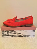 BRAND NEW MODA IN PELLE EMICO RED SUEDE PENNY LOAFERS SIZE 7/40