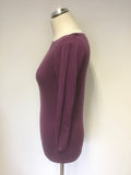 HOBBS ORCHID PINK SILK,COTTON & CASHMERE BLEND 3/4 SLEEVE JUMPER SIZE 12