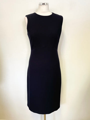 HOBBS NAVY BLUE ROUND NECK SLEEVELESS PENCIL DRESS SIZE 10
