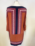 MASSIMO DUTTI 100% SILK MULTI COLOURED PRINT TUNIC TOP/ MINI DRESS SIZE UK 12