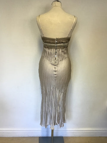 KAREN MILLEN BEIGE CRINKLE STYLE DRESS SIZE 10