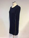 WHISTLES DARK BLUE ZIP TRIM KNIT DRESS SIZE 12
