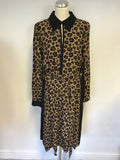 BRAND NEW HOBBS GIORGIANA BROWN & BLACK LEOPARD PRINT DRESS SIZE 14