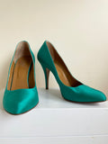 HOBBS KINGFISHER GREEN SILK BLEND HEELS SIZE 5.5/38.5 & BRAND NEW MATCHING BAG