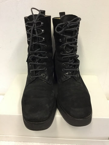 PIED A TERRE BLACK SUEDE LACE UP ANKLE BOOTS SIZE 3.5/36