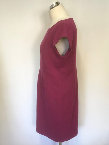 PAUL COSTELLO BLACK LABEL RASPBERRY PINK CAP SLEEVE SHIFT DRESS SIZE 16