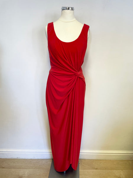 RALPH LAUREN RED SLEEVELESS LONG OCCASION DRESS SIZE 6 UK 10