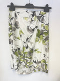 MINUET GREEN & WHITE FLORAL PRINT SKIRT & JACKET SUIT SIZE 10