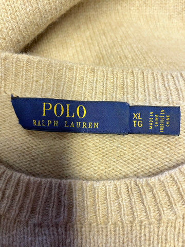 POLO RALPH LAUREN CAMEL MERINO WOOL & CASHMERE JUMPER DRESS SIZE XL