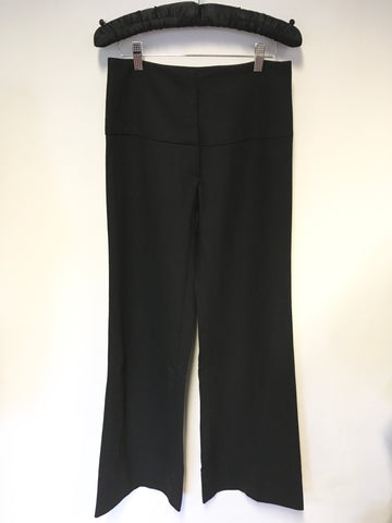 SARA BERMAN BLACK HIGH WAIST 100% WOOL WIDE LEG TROUSERS SIZE 8