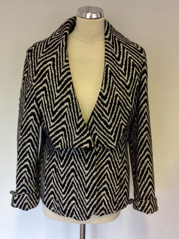 OSCAR B BLACK & IVORY PRINT JACKET SIZE 12