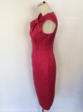 COAST HOT PINK BOW TRIM PENCIL DRESS SIZE 10