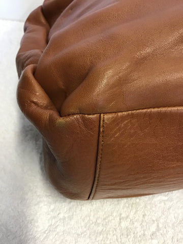 LUIS ESTEVE CHESTNUT BROWN LEATHER SHOULDER BAG