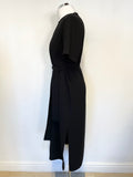 ZARA WOMAN BLACK SHORT SLEEVE TIE BELT MIDI DRESS SIZE M