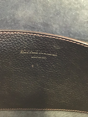 SOPHIE HULME DAMSON LEATHER & BRASS PLATE TRIM SHOULDER BAG