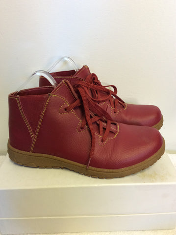 BRAND NEW COTTON TRADERS RED LACE UP LEATHER BOOTS SIZE 5/38