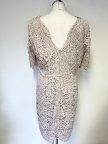 REISS DAHLIA NUDE SHORT SLEEVE  LACE SPECIAL OCCASION PENCIL DRESS  SIZE 14
