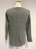 JAEGER LIGHT GREY V NECKLINE WOOL & CASHMERE JUMPER SIZE S