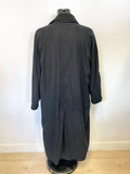 MULBERRY BLACK DETACHABLE LEATHER COLLAR OVER COAT/ MAC SIZE XL