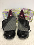 IRREGULAR CHOICE MUTINY BLACK PATENT LEATHER WITH COTTON PANEL TRIM HEELS SIZE 6/39