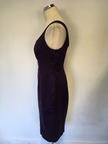 COAST AUBERGINE COTTON SLEEVELESS PENCIL DRESS SIZE 12