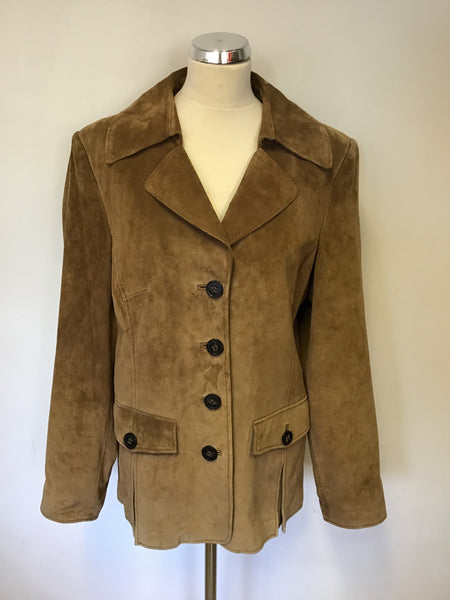 GIL BRET TAN SUEDE BUTTON FASTEN JACKET SIZE 20