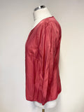 BODEN DEEP ROSE PINK 3/4 SLEEVE SILK BLEND TOP SIZE 12