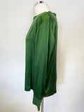 MARCCAIN EMERALD GREEN SILK LONG SLEEVED TOP SIZE 4 UK 14