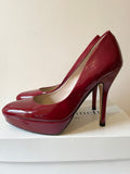 LK BENNETT ANDIE DARK RED PATENT LEATHER PLATFORM SOLE HEELS SIZE 7/40