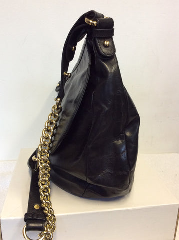 BADGLEY MISCHKA BLACK & GOLD TRIM LARGE SHOULDER BAG