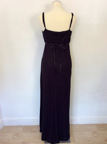 MONSOON BLACK STRAPPY EMBROIDERED TOP MAXI DRESS SIZE 14