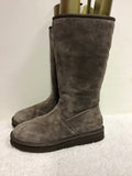 UGG BROWN SUEDE ALBER CALF LENGTH WOOL LINED BOOTS SIZE 5.5/38
