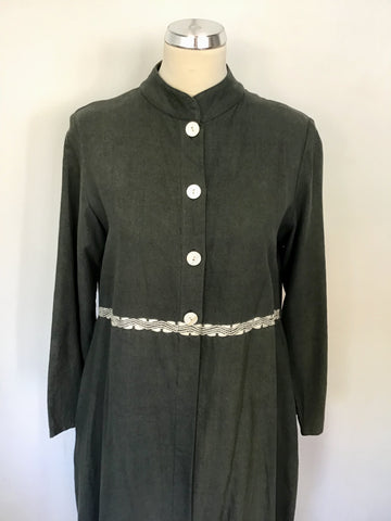 JAPANESE DESIGNER KAIT DARK GREY LINEN & COTTON BLEND COAT  SIZE M