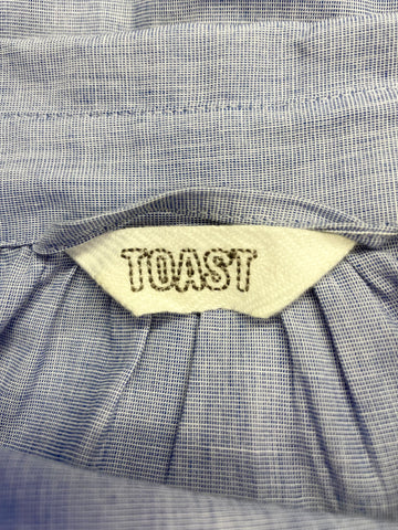 TOAST LIGHT BLUE CHAMBRAY COTTON TIE BELT LONG SLEEVE SHIRT DRESS SIZE 8 BUT FIT LARGER