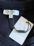 BRAND NEW REISS WILTSHIRE NAVY BLUE 100% WOOL SHORT SLEEVE JUMPER/TOP SIZE L