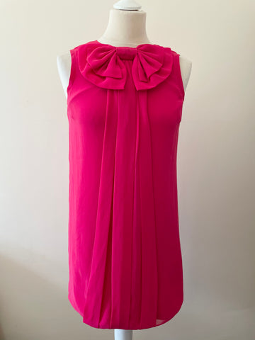TED BAKER HOT PINK BOW TRIM SLEEVELESS TUNIC TOP SIZE 1 UK 8/10