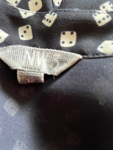 HOBBS NAVY & WHITE DICE PRINT SLEEVELESS TOP SIZE 12