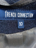 FRENCH CONNECTION DARK BLUE ALPACA & WOOL LONG COAT SIZE 10