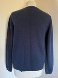 HUSH NAVY BLUE ‘LOVE’ EMBROIDERED MERINO WOOL BLEND JUMPER SIZE M